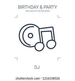 dj icon. high quality line dj icon on white background. from birthday party collection flat trendy vector dj symbol. use for web and mobile