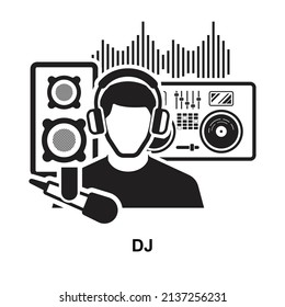 DJ icon isolated on white background vector illustration.