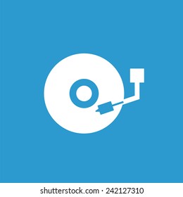 dj icon, isolated, white on the blue background. Exclusive Symbols 