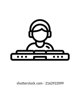 Dj Icon. Line Art Style Design Isolated On White Background