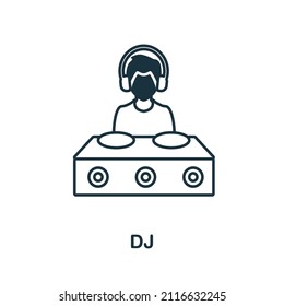 Dj icon. Line element from party icon collection. Linear Dj icon sign for web design, infographics and more.