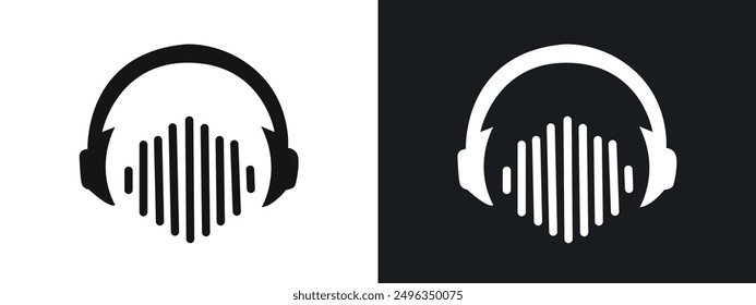 Dj icon linear graphics set vector in black