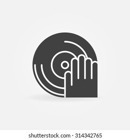 DJ icon or logo - Dj plays on a vinyl vector black simple symbol