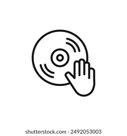 Dj icon outline collection in black and on white background