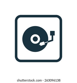 dj icon Rounded squares button, on white background 