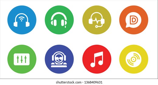 dj icon set. 8 filled dj icons.  Simple modern icons about  - Headphones, DJ, Music, Disqus, Vinyl