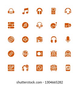 dj icon set. Collection of 25 filled dj icons included Music, Amplifier, Vinyl, Headphone, Turntable, Jukebox, Record player, DJ, Audio, Headphones, Slider, Volume adjustment