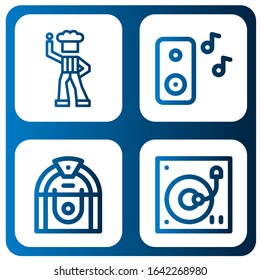 dj icon set. Collection of Disco, Music, Jukebox, Turntable icons