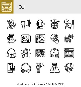 dj icon set. Collection of Slider, Disco, Audio, Headphones, Disco ball, Earphone, Turntable, Mixing table, DJ, Adjustment, Headphone, Musical icons