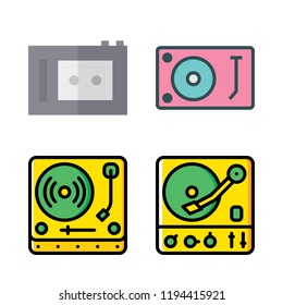 dj icon set. vector set about recorder and turntable icons set.