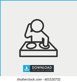 dj icon. simple outline dj vector icon. on white background.