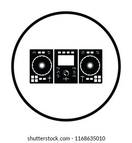 DJ icon. Thin circle design. Vector illustration.