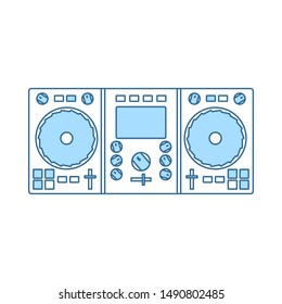 DJ Icon. Thin Line With Blue Fill Design. Vector Illustration.