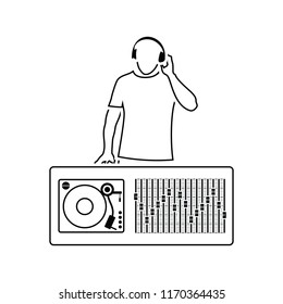 DJ icon. Thin line design. Vector illustration.