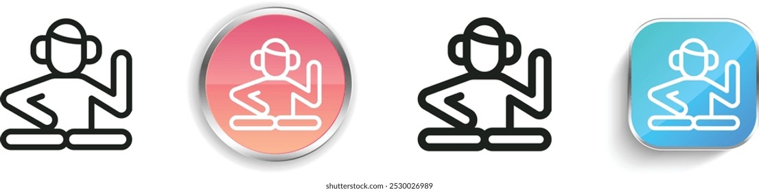 DJ icon. Thin Linear, Regular and Button Style Design Isolated On White Background