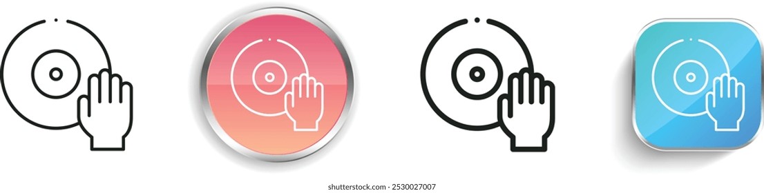DJ icon. Thin Linear, Regular and Button Style Design Isolated On White Background
