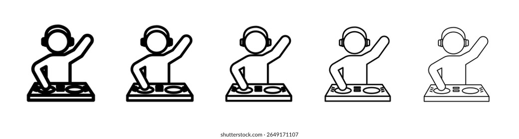 Ícone Dj conjunto de marca de logotipo de estrutura de tópicos fina