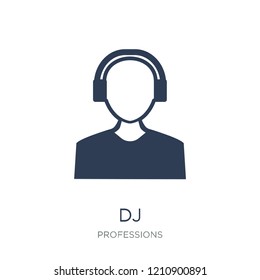 dj icon. Trendy flat vector dj icon on white background from Professions collection, vector illustration can be use for web and mobile, eps10