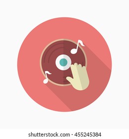Dj icon , Vector flat long shadow design.
