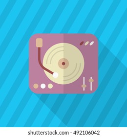 Dj icon , Vector flat long shadow design.