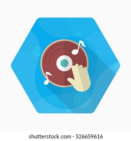 Dj icon , Vector flat long shadow design.