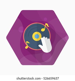 Dj icon , Vector flat long shadow design.
