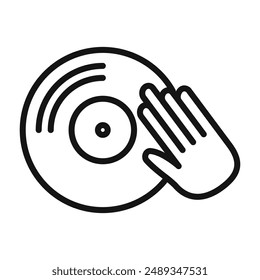 Símbolo de Vector de icono de DJ o colección de conjunto de signos en contorno blanco y negro