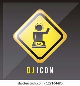 dj icons over black background. vector illustration