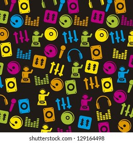 dj icons over black background. vector illustration