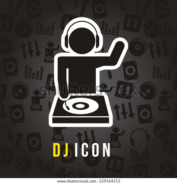 Dj Icons Over Black Background Vector Stock Vector (Royalty Free) 129164513