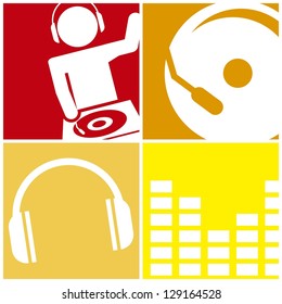 dj icons over squares background. vector illustration
