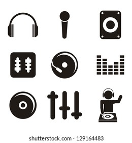 dj icons over white background. vector illustration