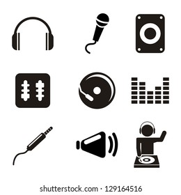 dj icons over white background. vector illustration