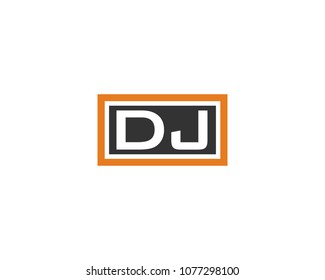 DJ initial box letter logo template vector