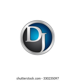 DJ initial circle logo blue