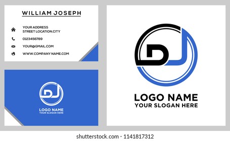 DJ initial circle logo template vector