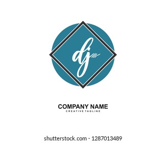 DJ Initial Handwriting Logo Template Vector