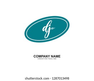 DJ Initial Handwriting Logo Template Vector