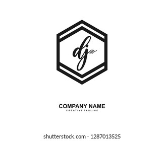 DJ Initial Handwriting Logo Template Vector
