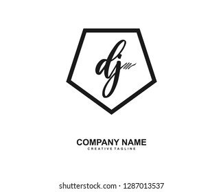 DJ Initial Handwriting Logo Template Vector