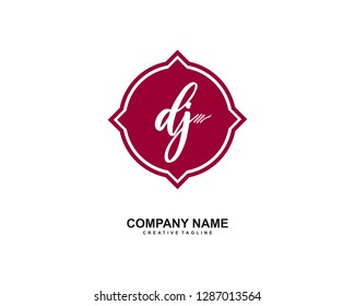 DJ Initial Handwriting Logo Template Vector