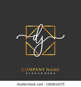 DJ Initial Handwriting logo template vector