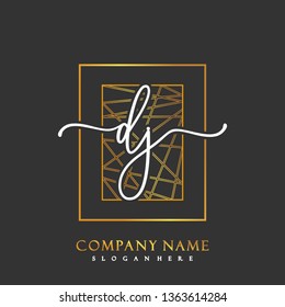 DJ Initial Handwriting logo template vector