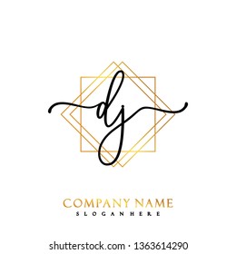 DJ Initial Handwriting logo template vector