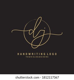 DJ Initial handwriting logo template vector