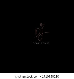 Dj inicial aislado negro inicial escritura a mano o logo manuscrito para identidad