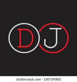 DJ Initial letter linked circle capital monogram logo modern template