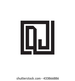 DJ initial letters looping linked square monogram logo