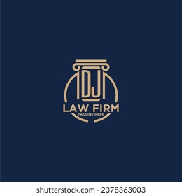 DJ initial monogram for law firm with creative circle line