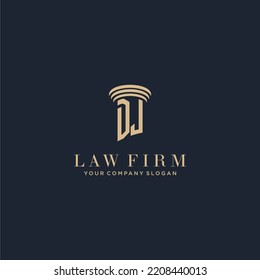 DJ initial monogram lawfirm logo with pillar design
